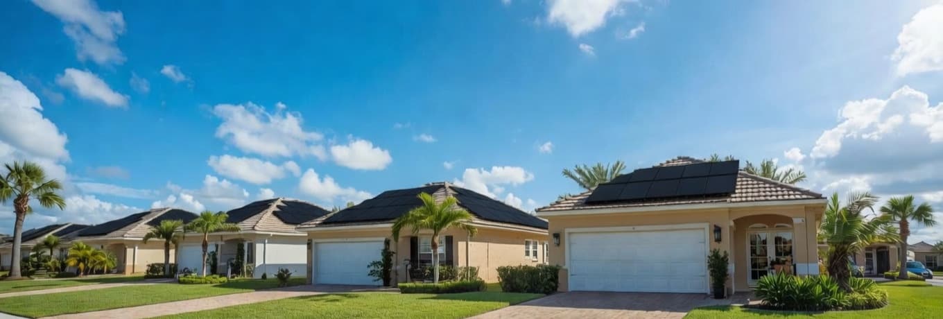 Close-up of rooftop solar panels on a Florida home installed by S7 Solar